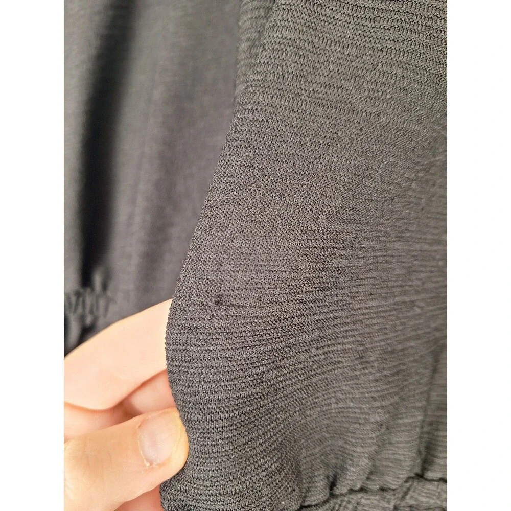 Michael Kors Women’s 1X Top Black Crepe V Neck Surplice Elastic Waist Bell 3/4